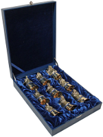 Набор из 9 бронзовых стопок-перевертышей в подарочном коробе премиум
