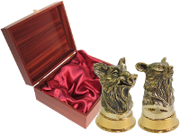 Набор из 2-х бронзовых стопок-перевертышей в подарочном коробе стандарт